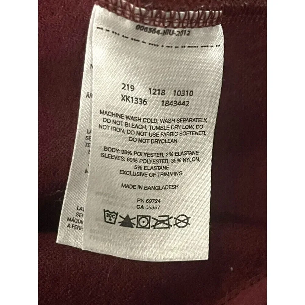 Columbia Maroon Athletic  Full Zip Jacket Zip Pocket Long‎ Sleeve Womens Large